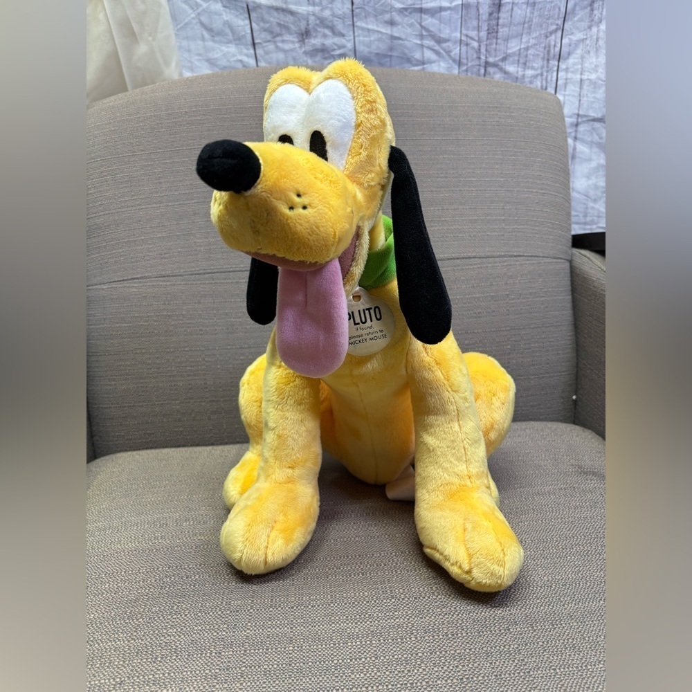 Disney Store Official Pluto Medium Soft Plush Toy, Medium 13 3/4 inches